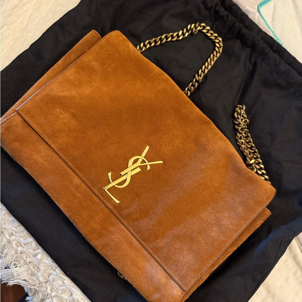 Saint Laurent Tan Suede Chain Strap Shoulder Bag - Picture 6 of 10